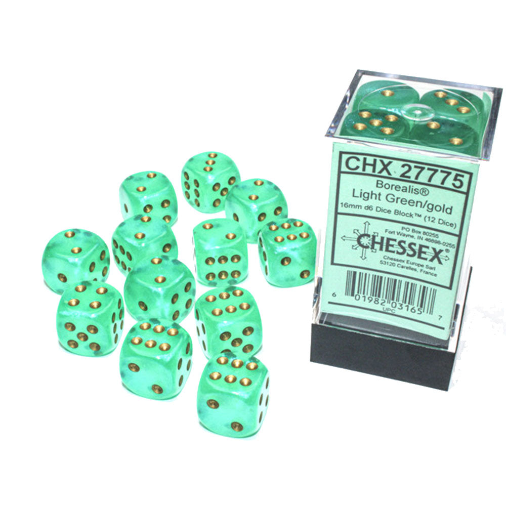 Borealis Chessex 16 mm D6 Bloc de dés lumineux