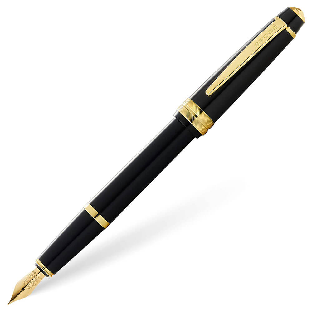 Cross Bailey Light Gloss Fountain Pen (negro y dorado)