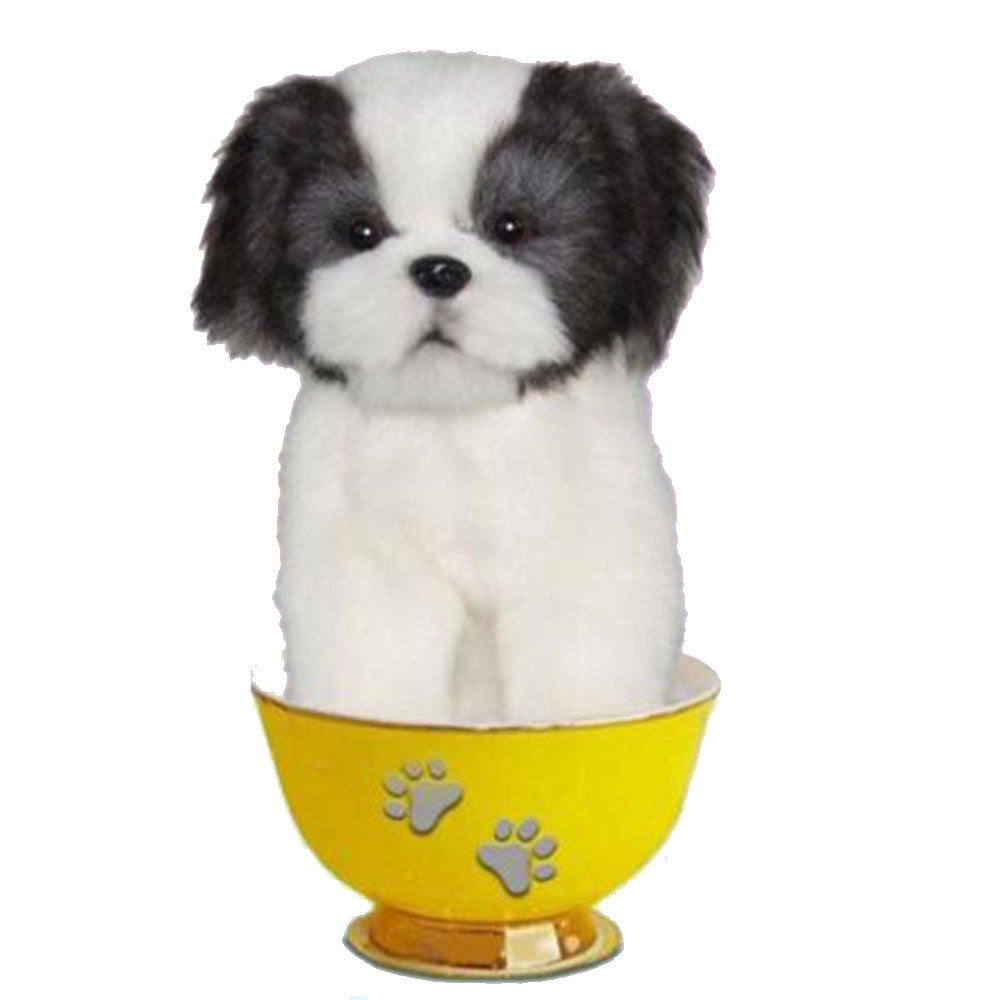 Tasse de thé à chiens réaliste jouet en peluche 15cm