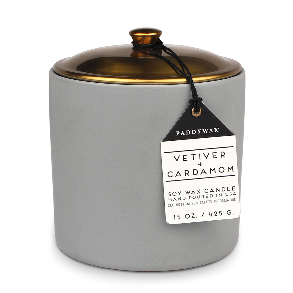 Vela de cardamomo de Hygge Vetiver en cerámica (gris)