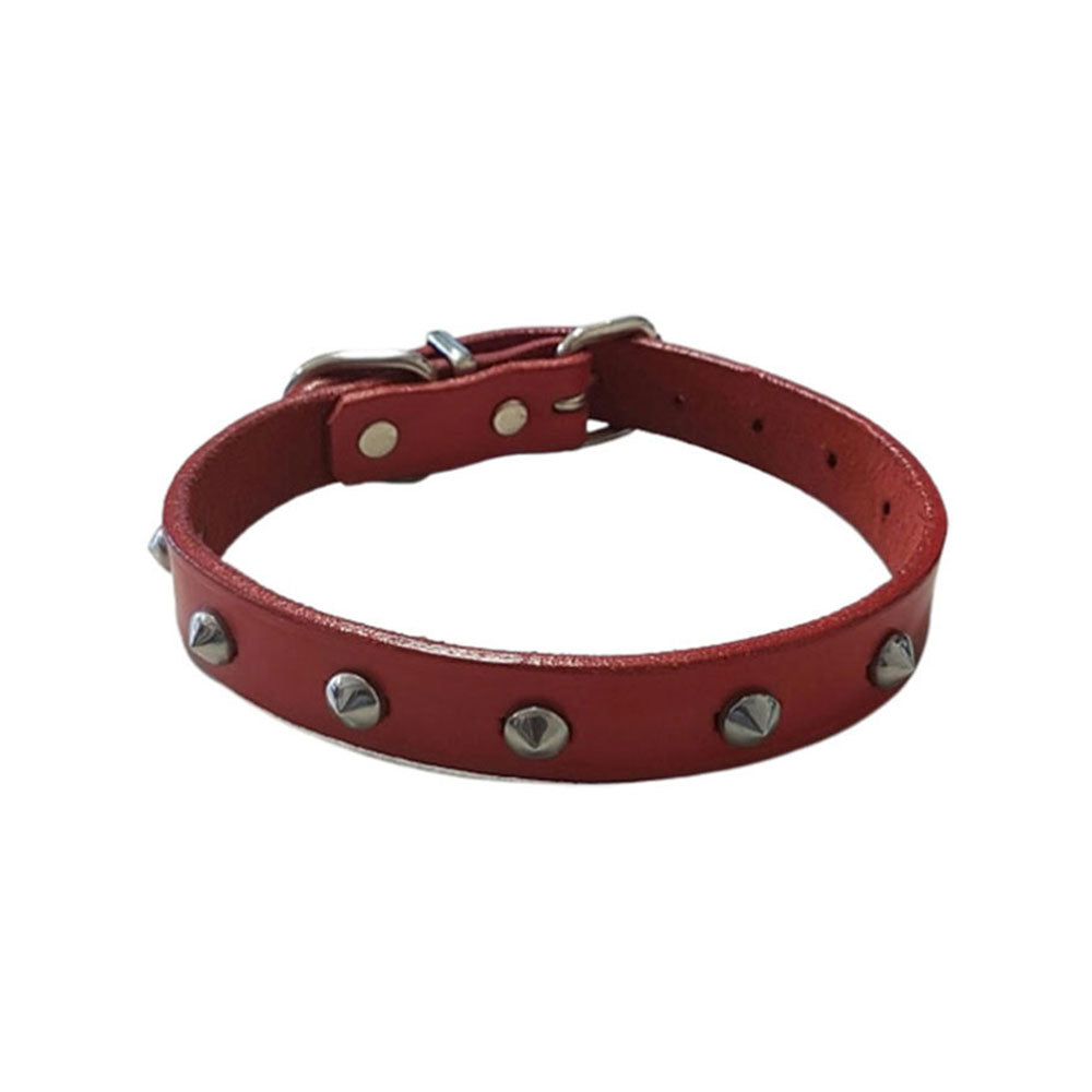 Leather Studded Collar (Red)