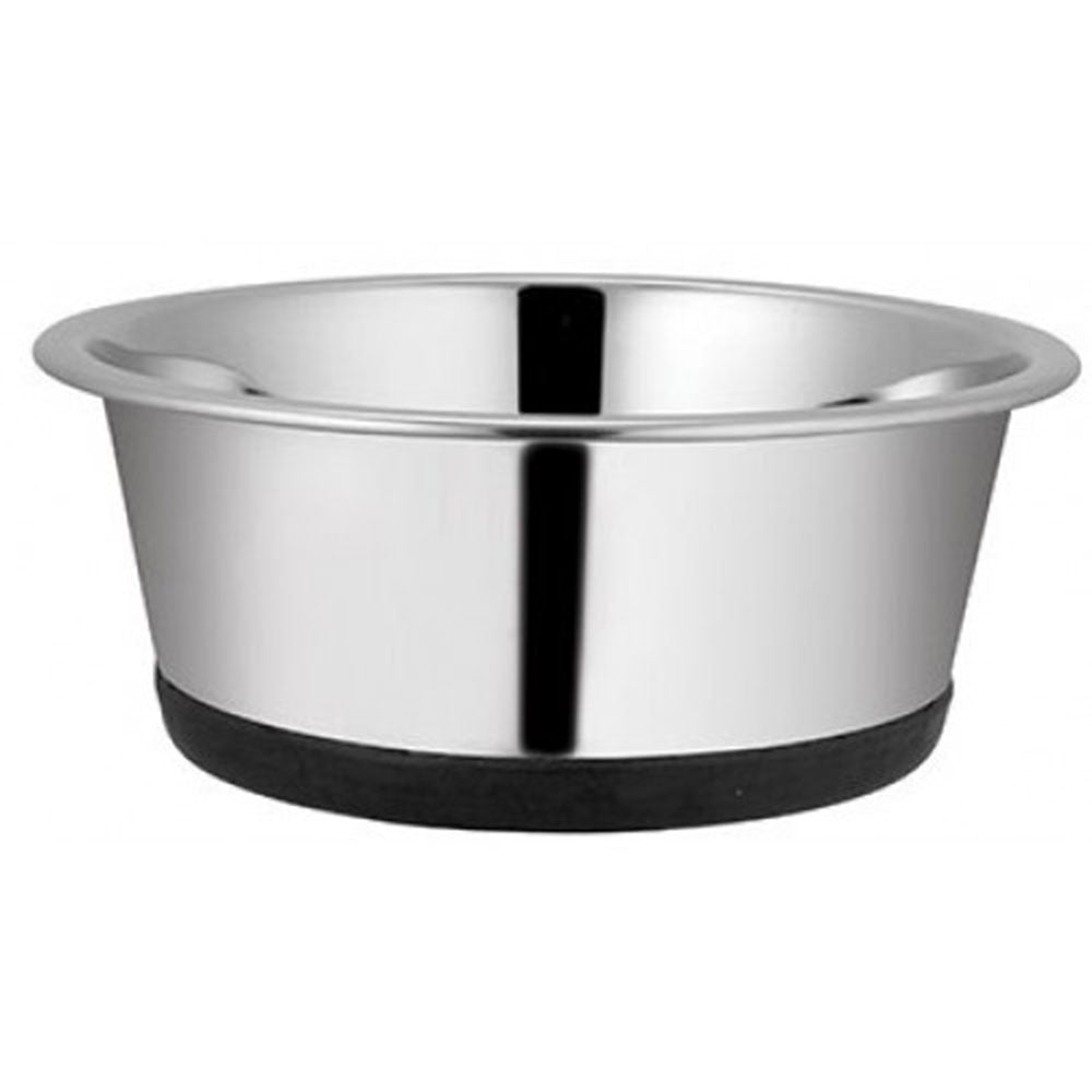 Rustfritt stål Pet Bowl med gummibase