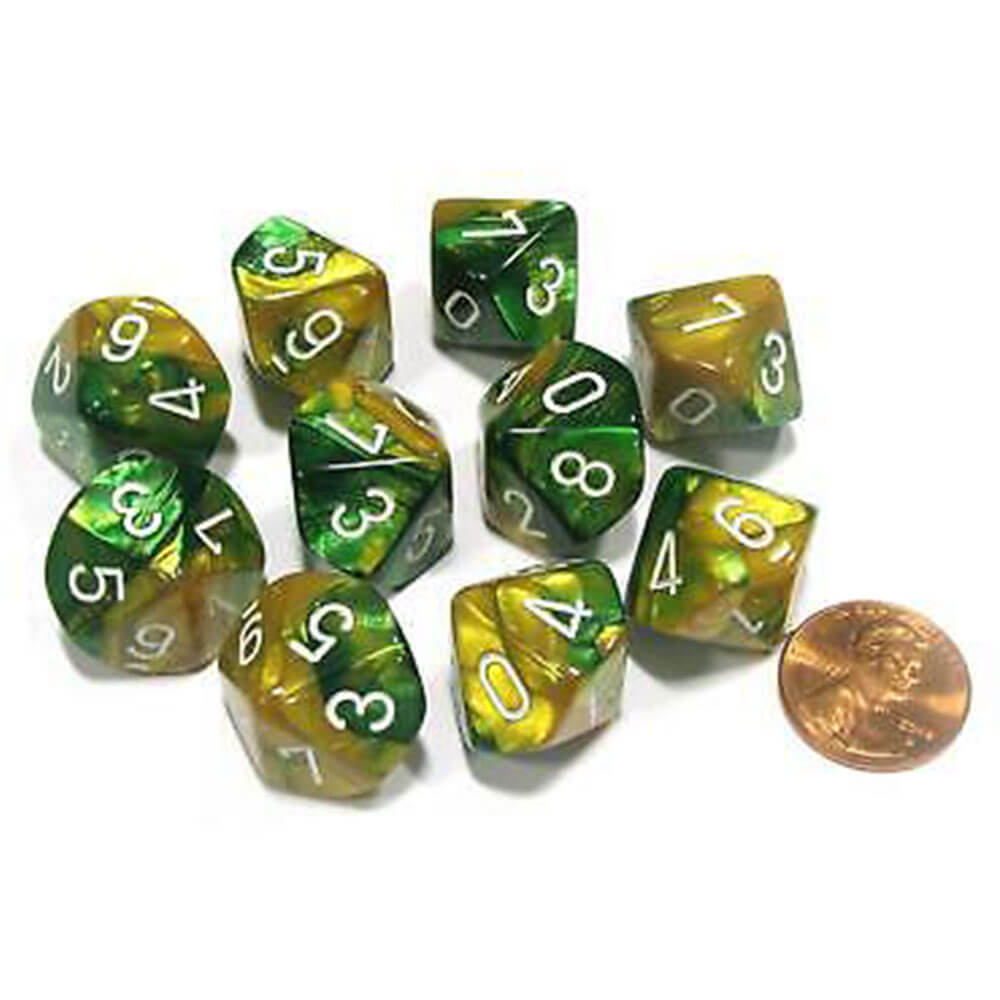  Chessex D10 Polyedrisches Gemini-Set mit 10 Würfeln