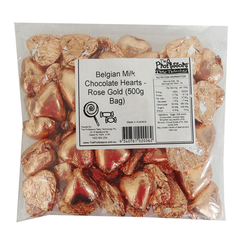 Corazones belgas de chocolate con leche 500g