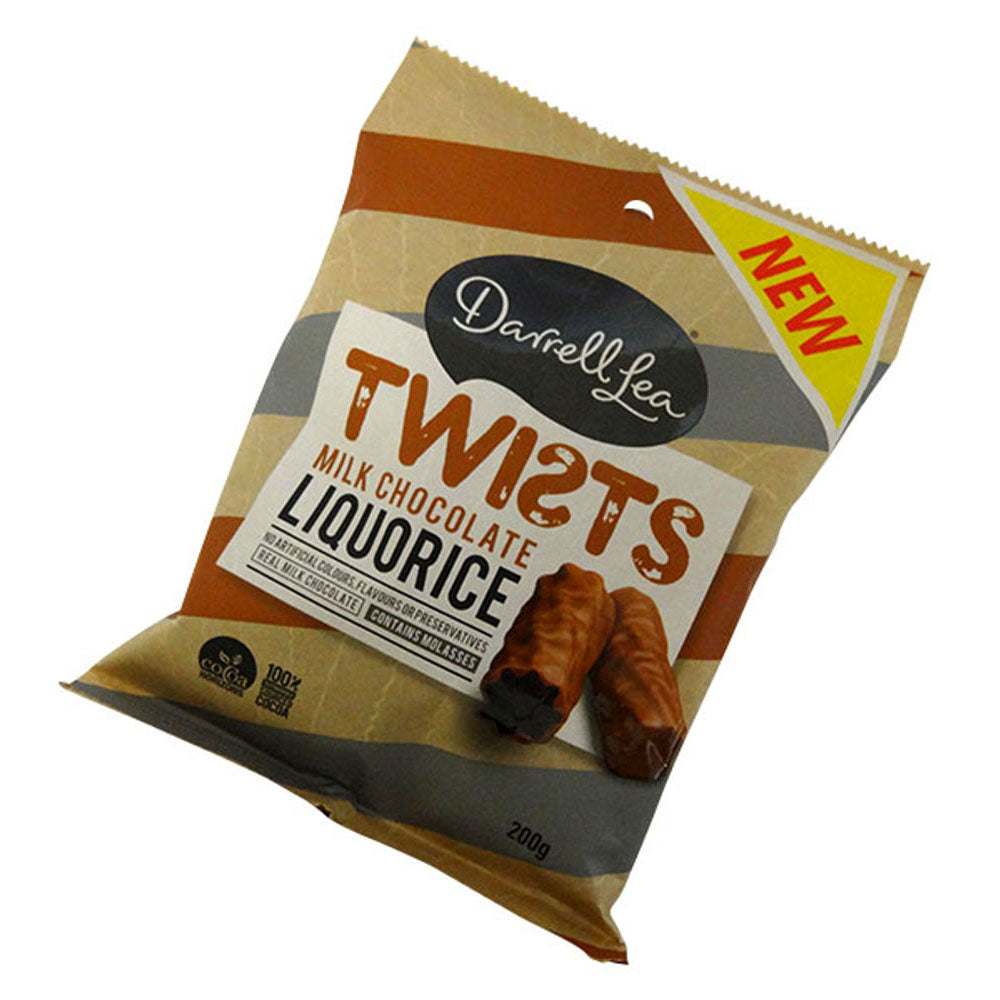 Darrell Lea Milk Chocolate Liquorice Twists 200g