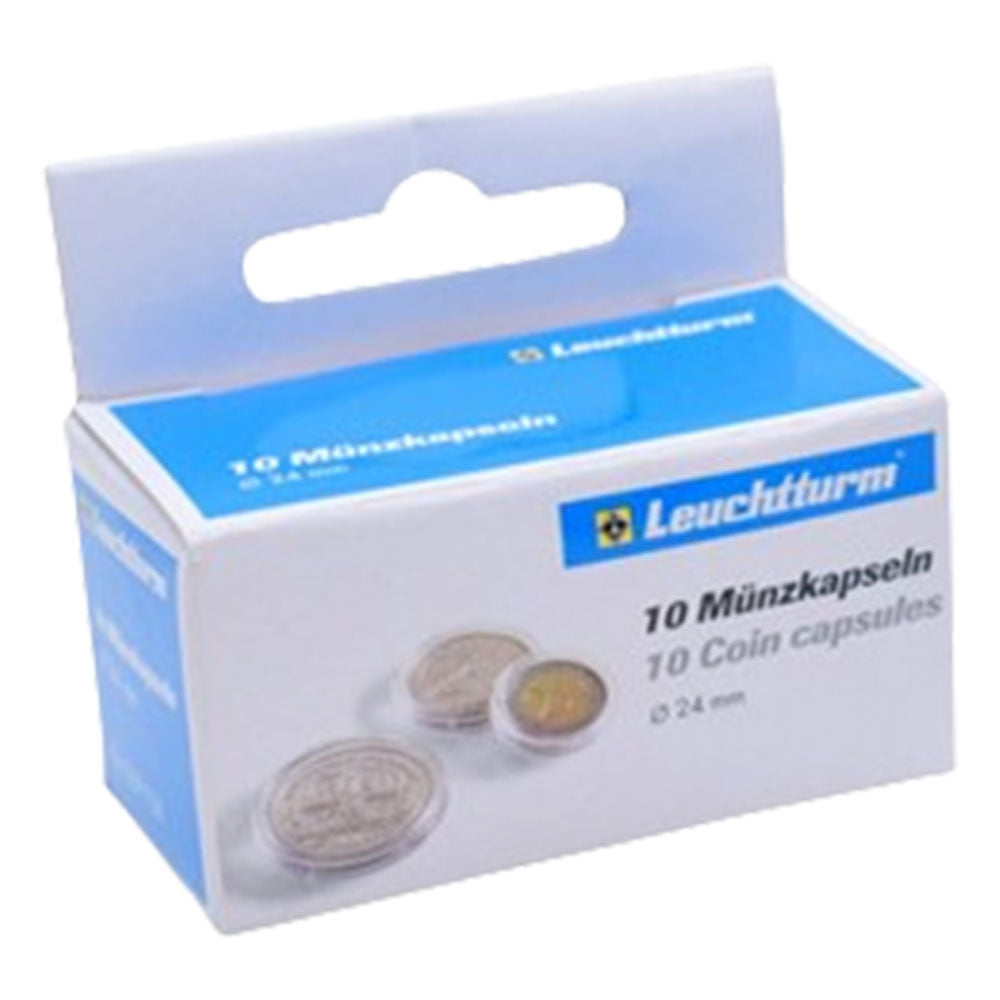 Cápsulas de monedas Leuchtturm 10pk (del tamaño 20-29)