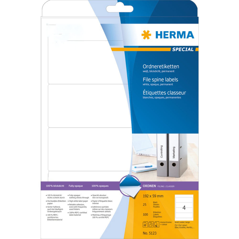 Herma File Spine Labels A4 25pc (vit)