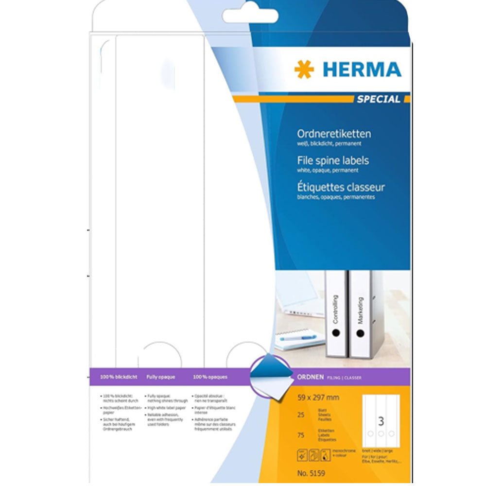 Herma File Spine Labels A4 25pc (vit)