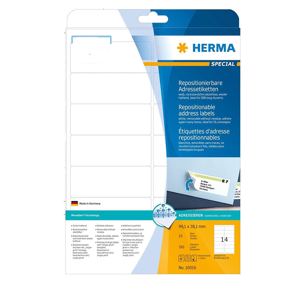 Herma -limadressetiketter A4 25 st (vit)