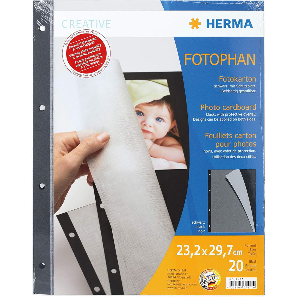 Herma Photo Cardboard 20pc Black (232x297mm)