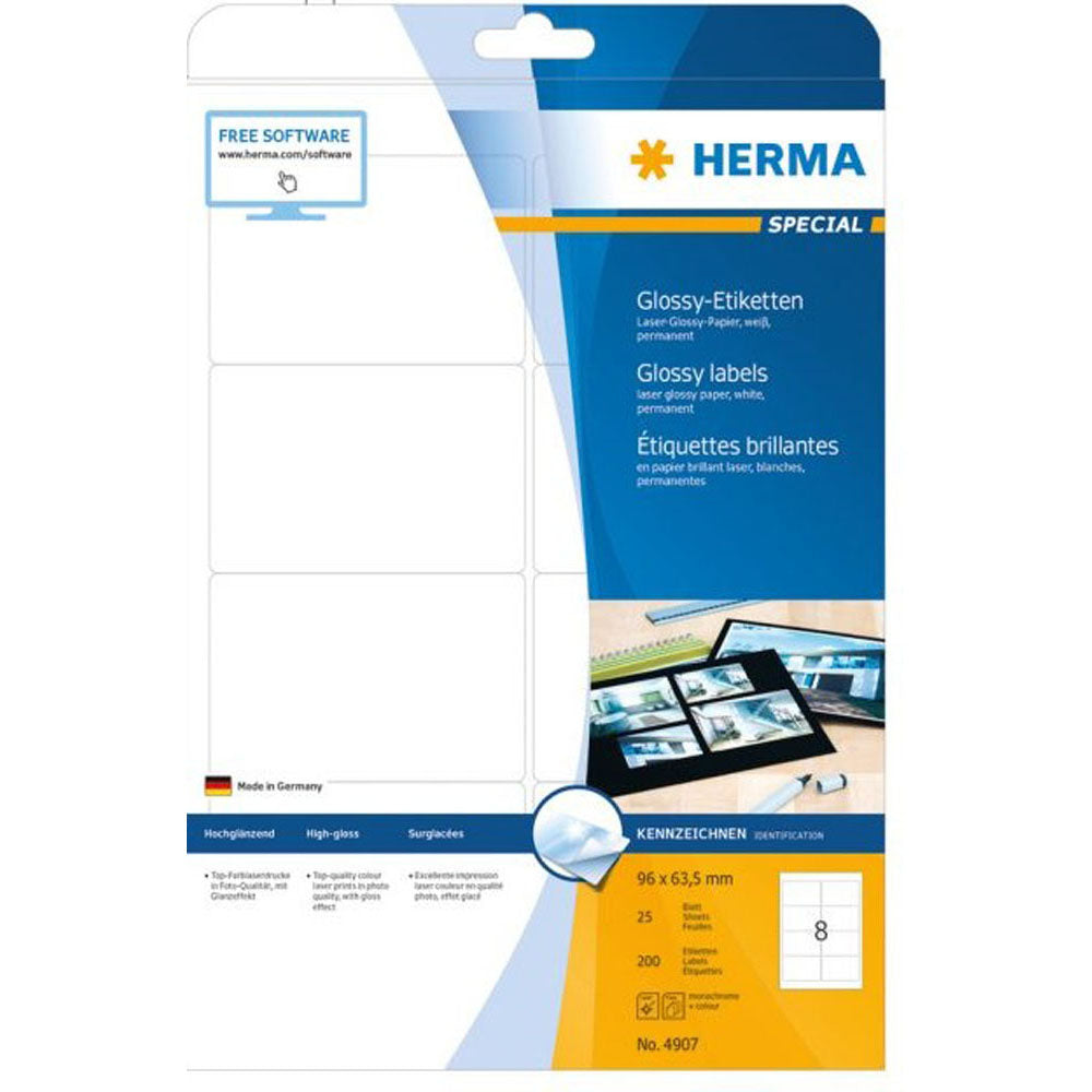 Herma Laser Glossy Labels A4 25pc (vit)