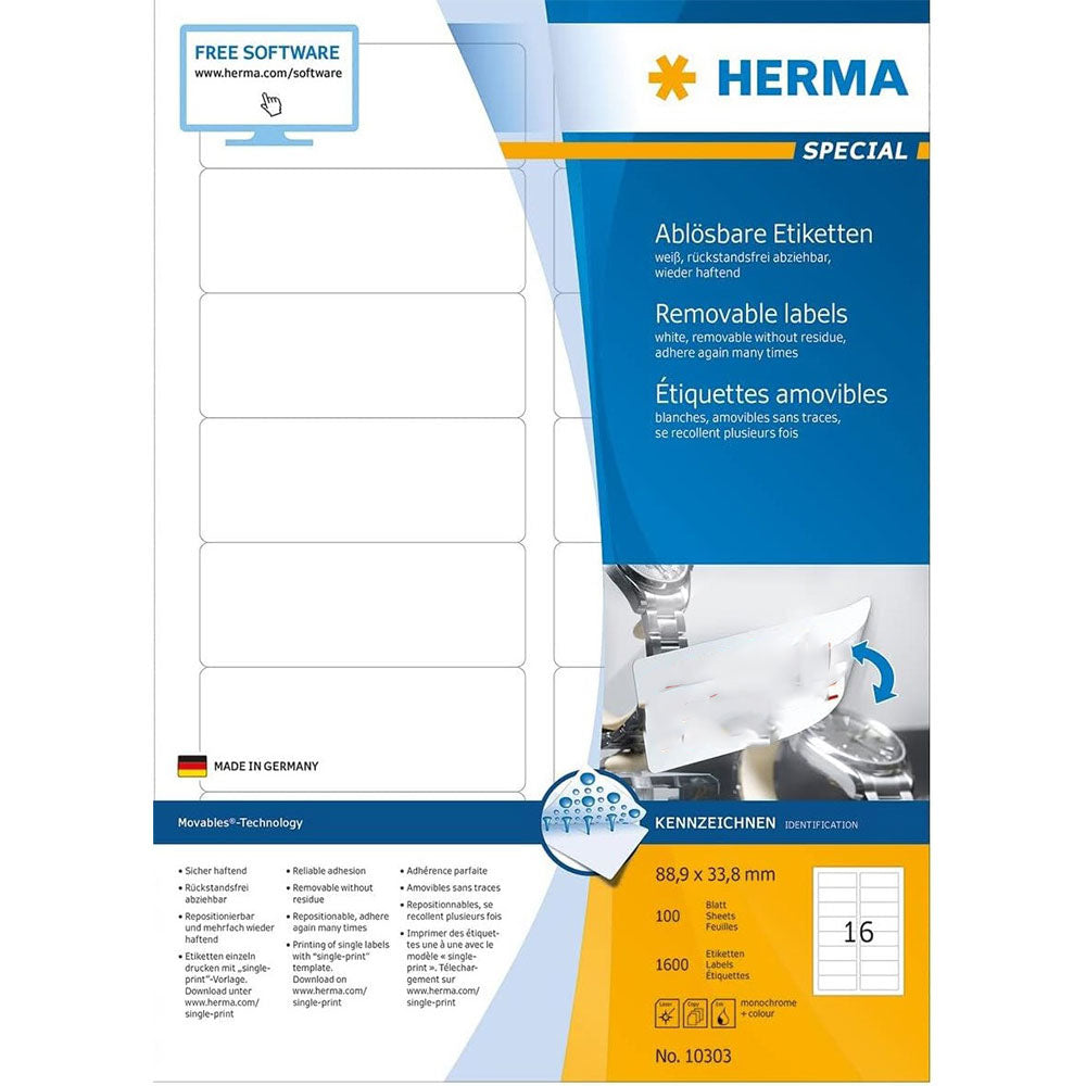 Herma Removable Labels A4 100pc（白）