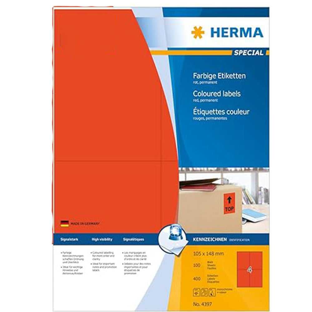 Herma Coloured Labels A4 100pc (105x148mm)