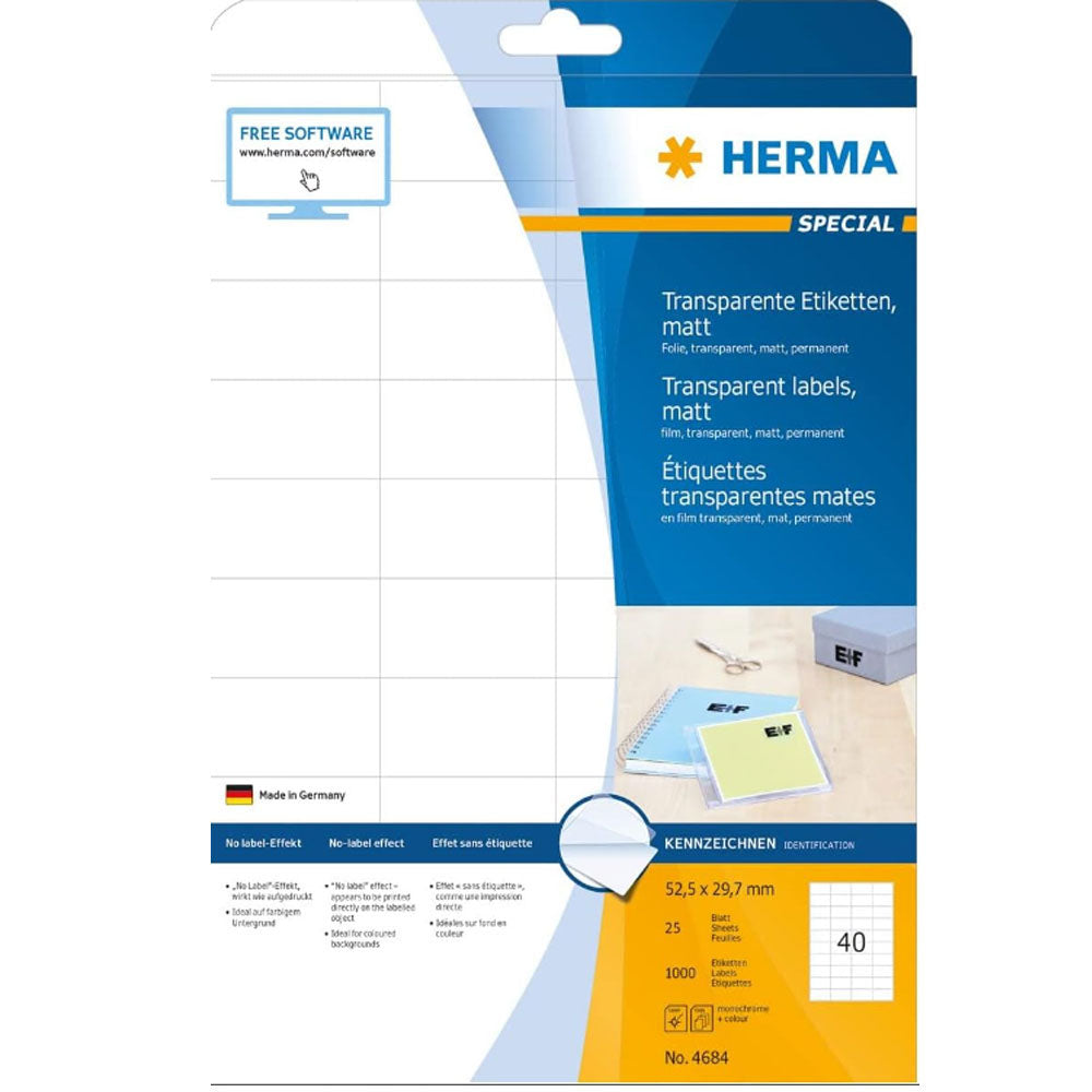 Herma Transparent Matte Labels A4 25pc