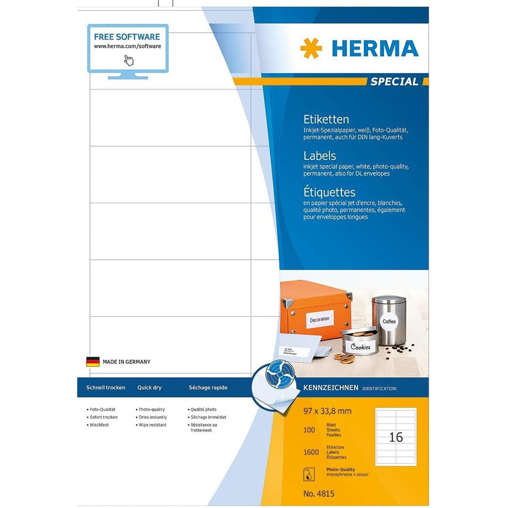 Herma Inkjet etiketter A4 100 st (vit)