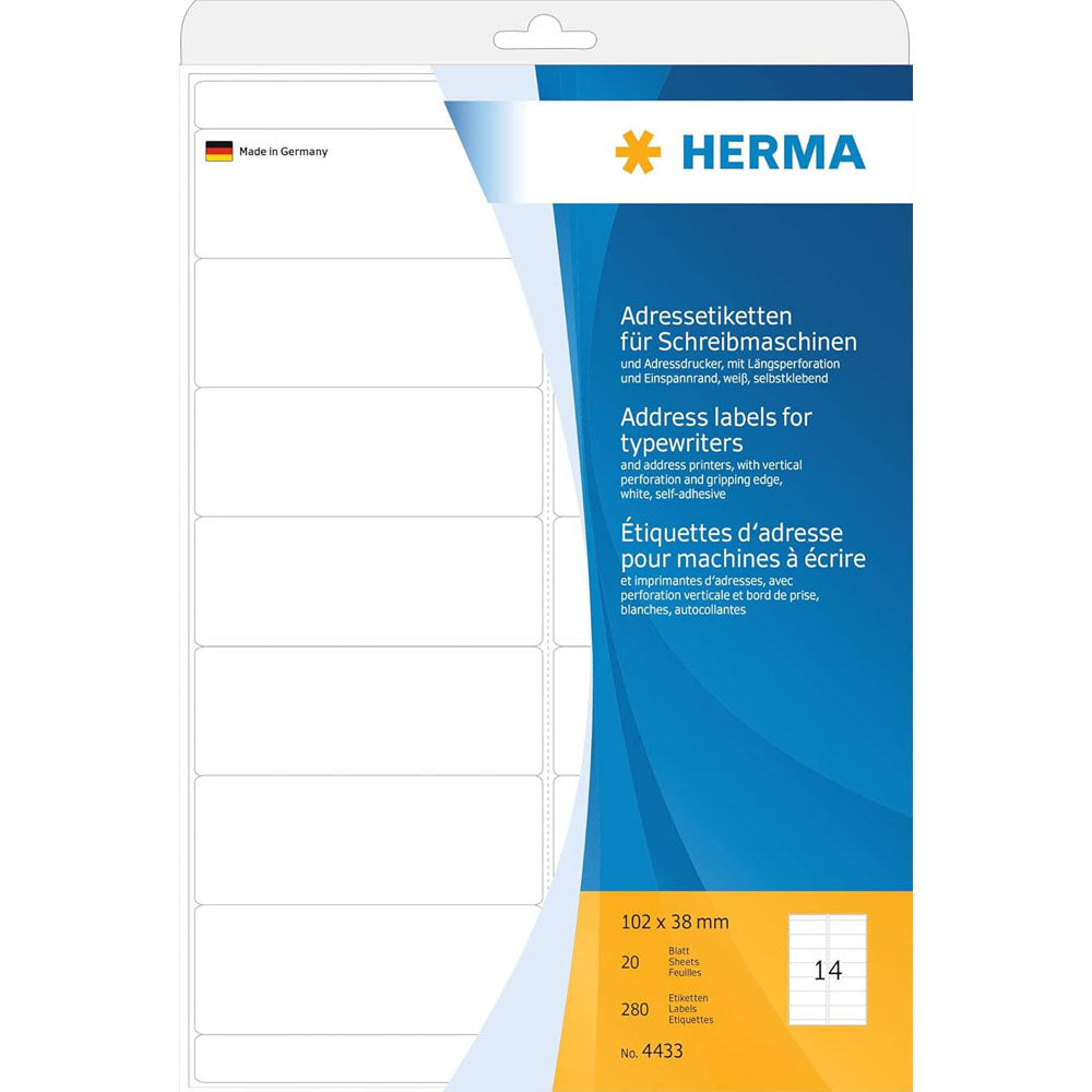 Herma permanent lim skrivmaskiner etiketter A4