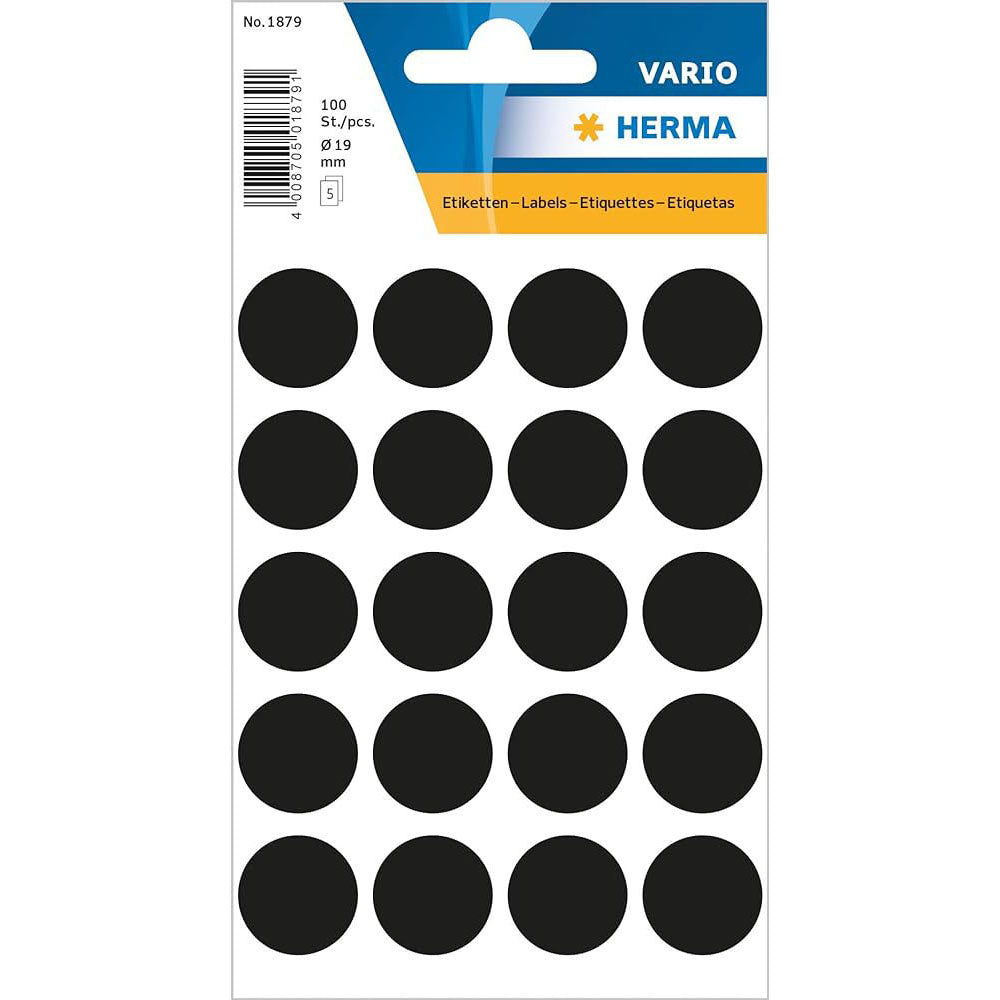 Herma Multi-Purpose Round Sticker Etiketter (svart)