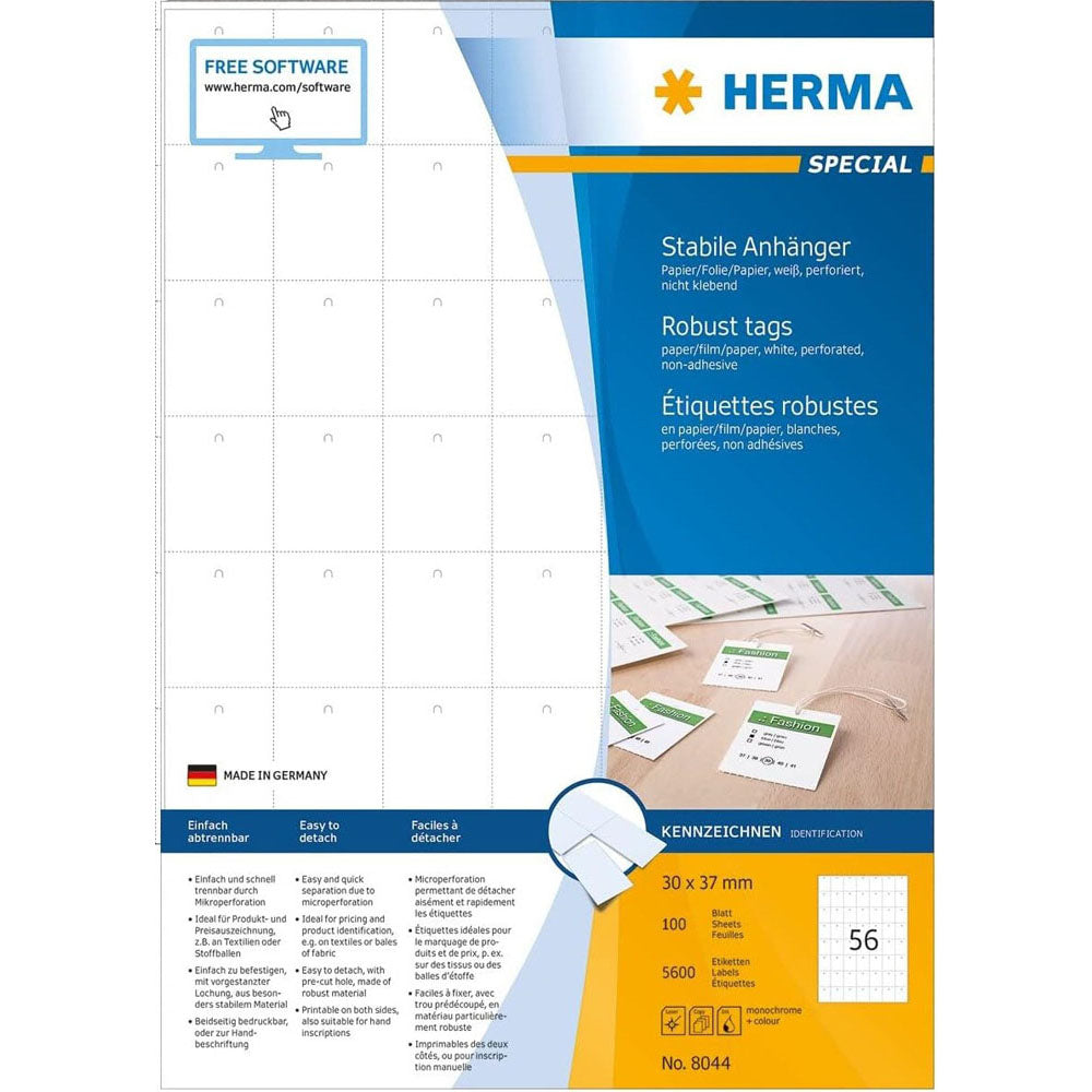 Herma robusta perforerade taggar A4 100 st