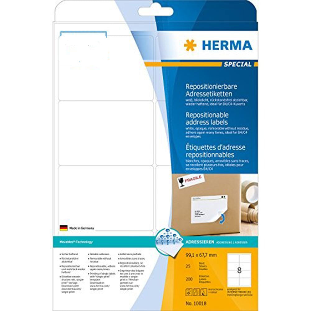 Herma Removable Opaque Labels A4 25pc（白）