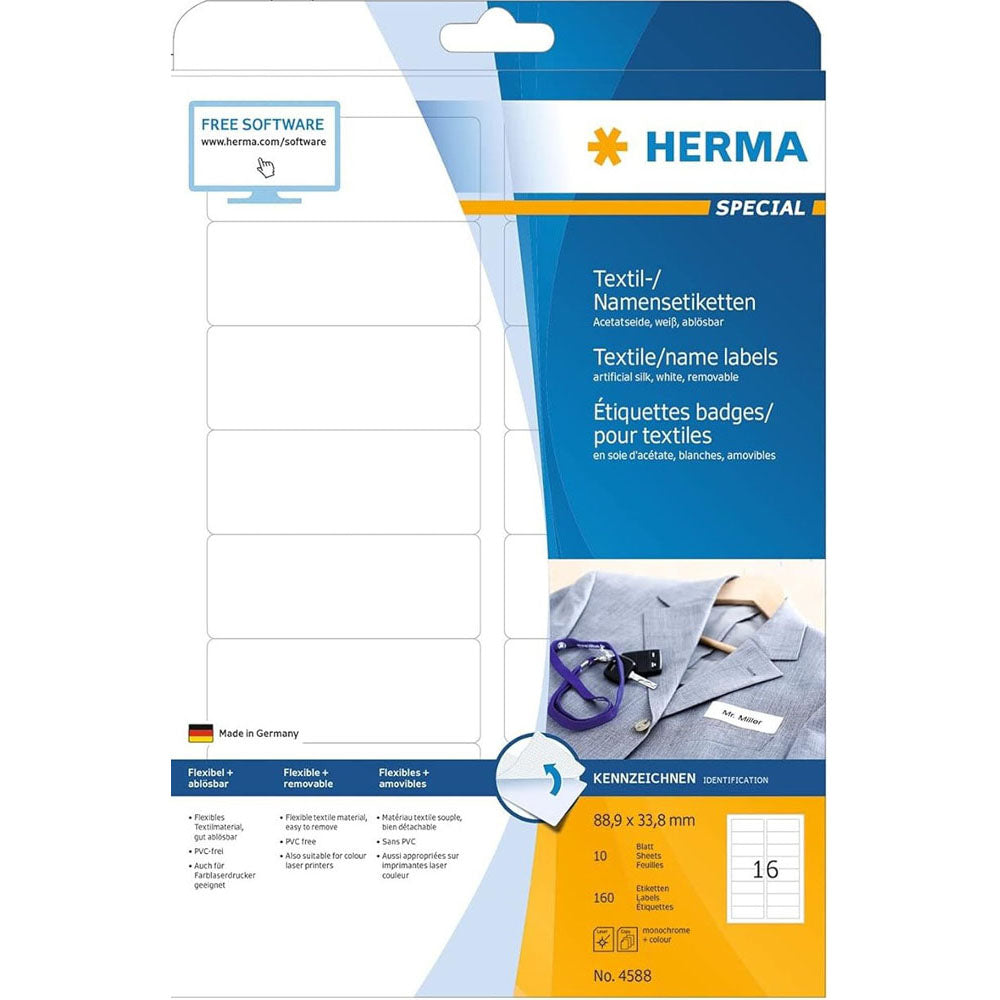 Herma Navn/tekstiletiketter A4 White (88.9x33.8mm)