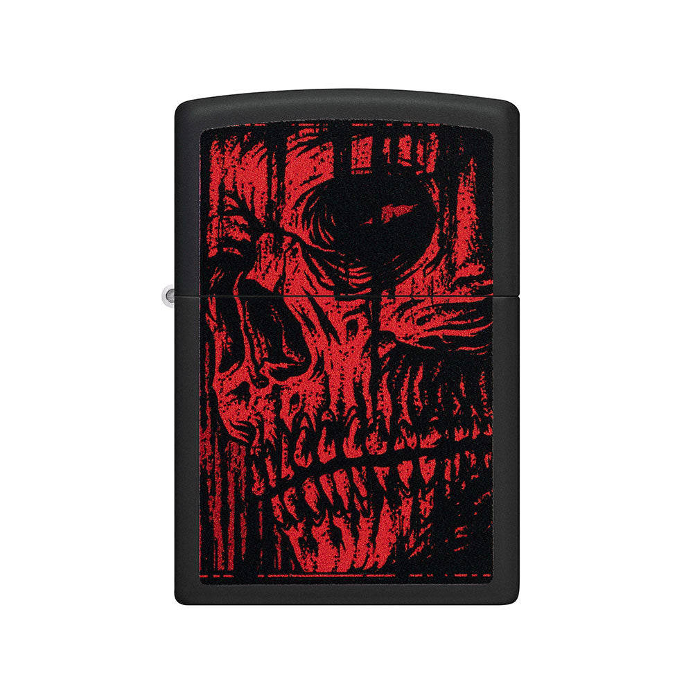 Diseño de cráneo de Zippo Rojo Encendido a prueba de viento