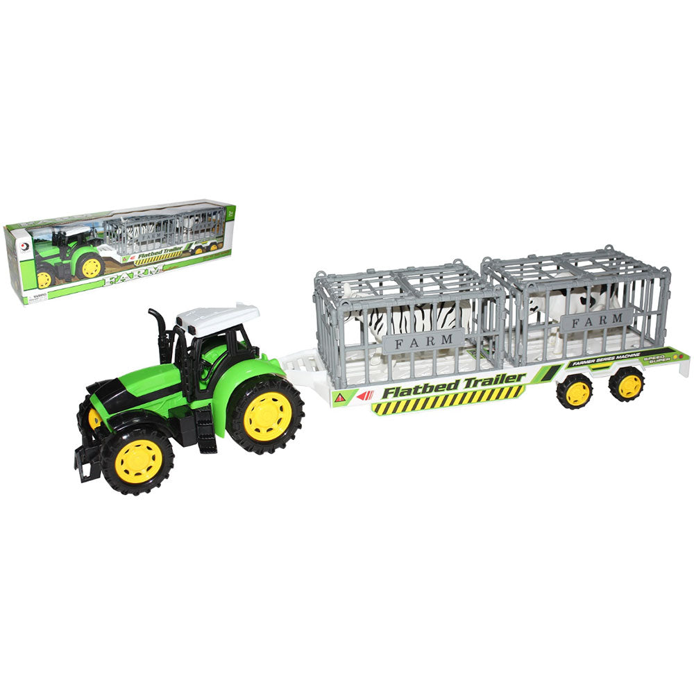 Friction -drevet traktor med flatbed trailer