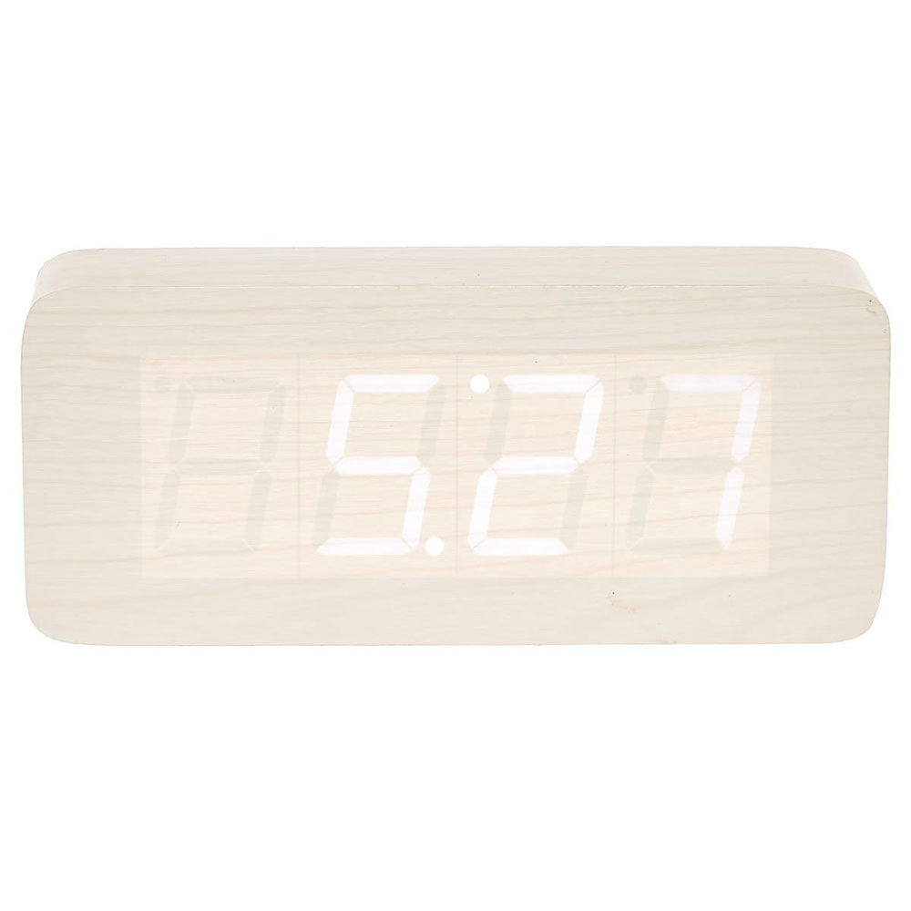 Gran reloj de mesa cuboide de madera LED