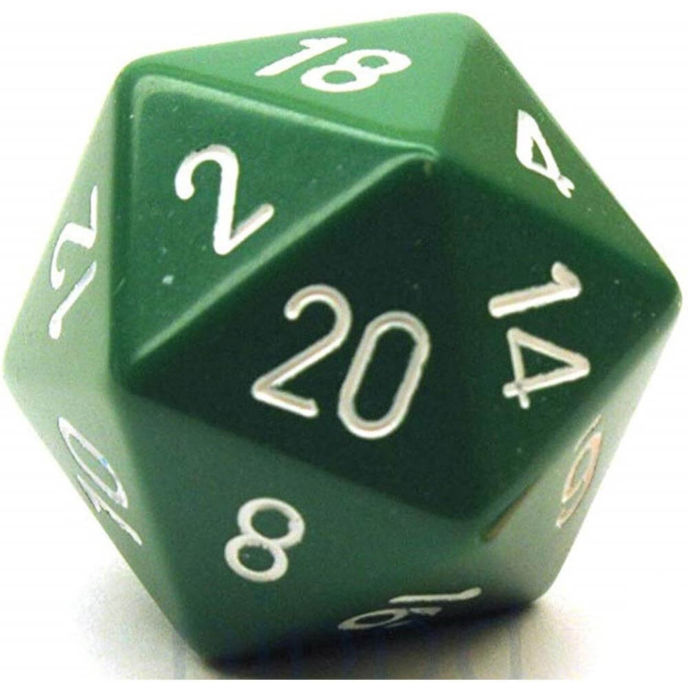 D20 terninger uigennemsigtige (34 mm)