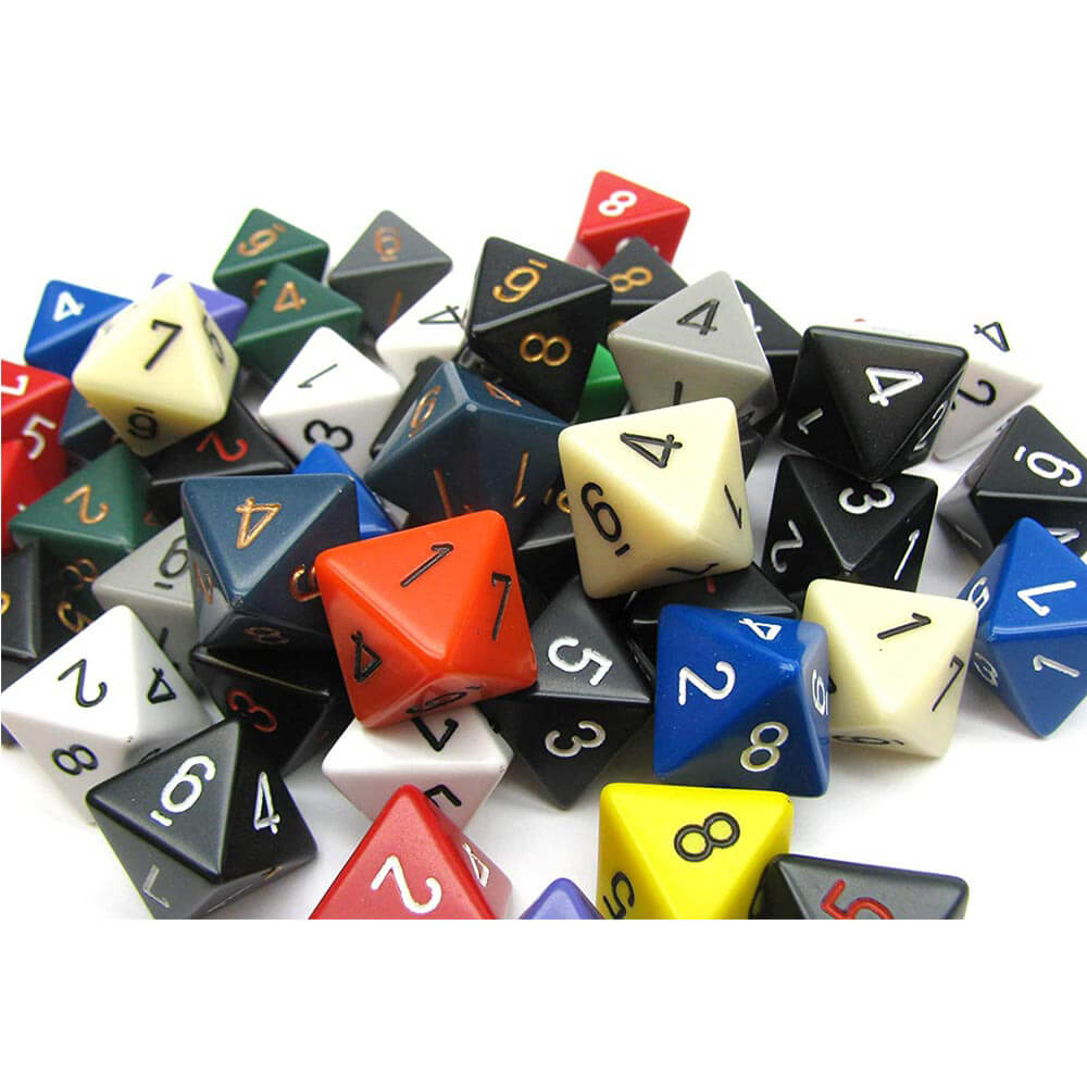 D8 terninger assortert løs polyhedral (50 terninger)