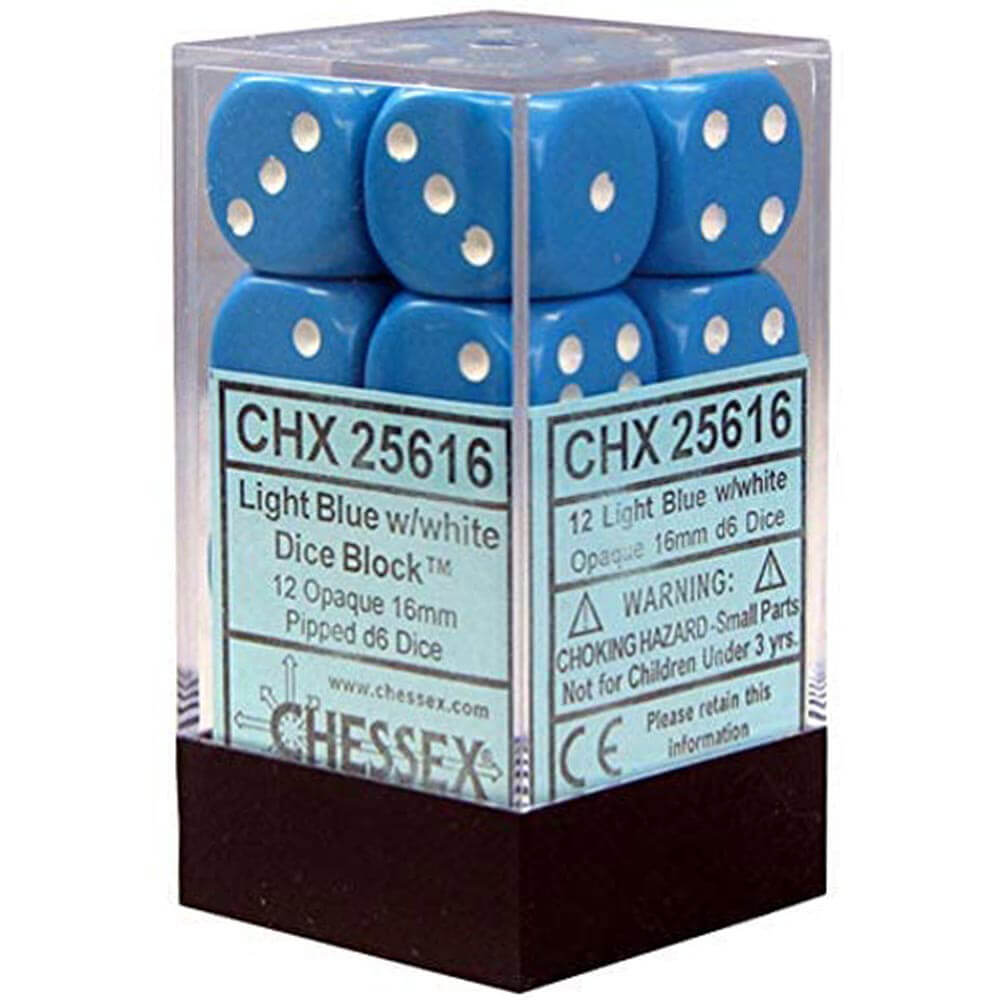 D6 DICE OPAQUE 16mm (12 dados)