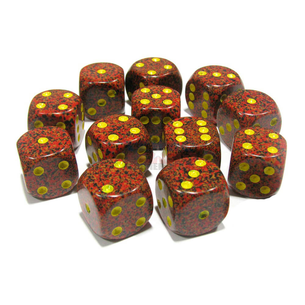 D6 Dice moucheté 16 mm (12 dés)