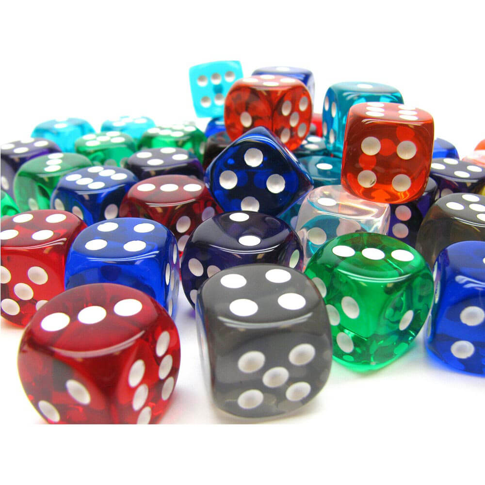 D6 Dice assorti 16 mm (50 dés)