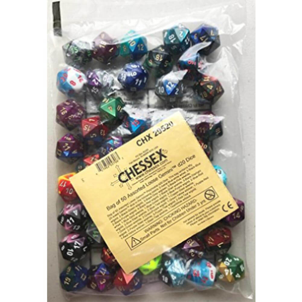 D20 DICE Assorteret Loose Polyhedral (50 terninger)