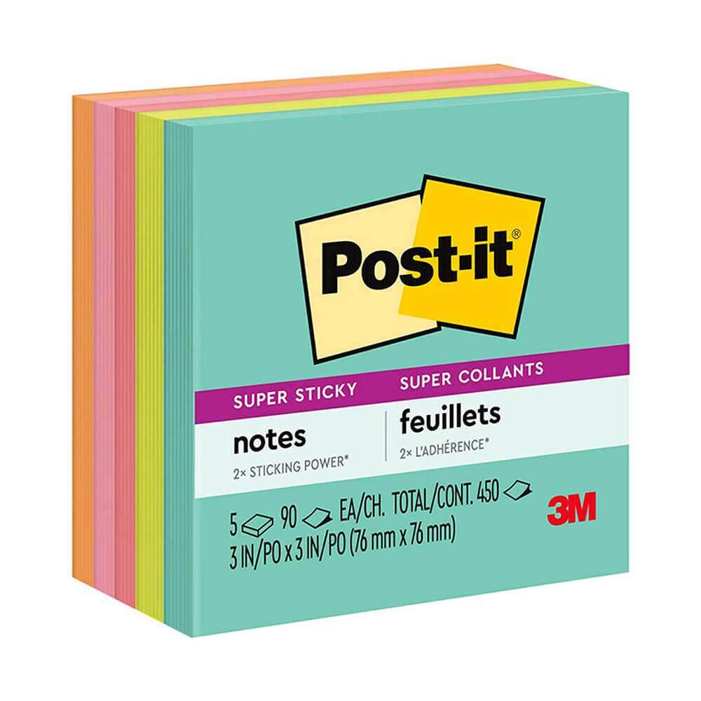 Note Post-It Super Sticky 76x76mm (5pk)