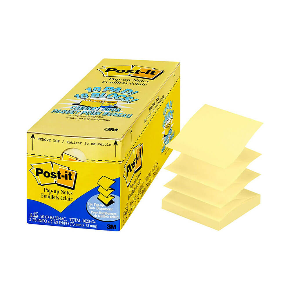 Post-it Cabinet Pack Pop-Up Notes 76x76mm (18pk)