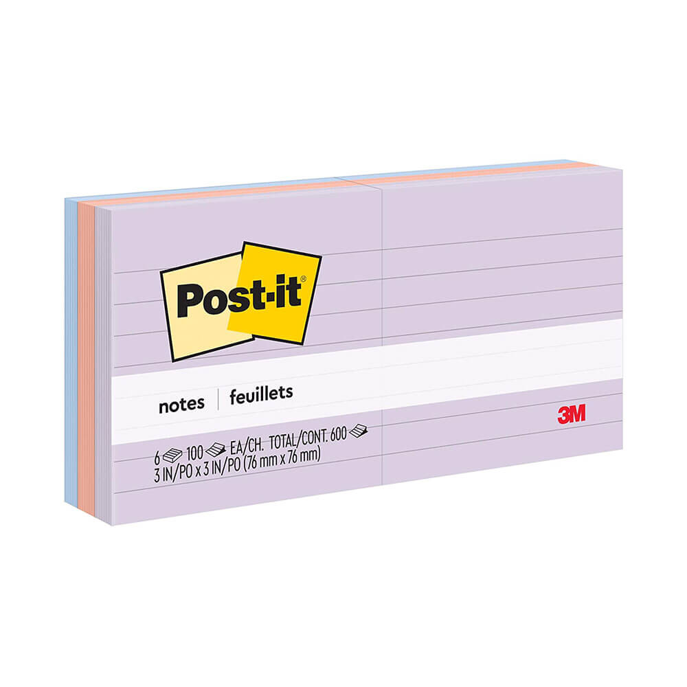 Post-it-anteckningar fodrade 76x76mm (6pk)