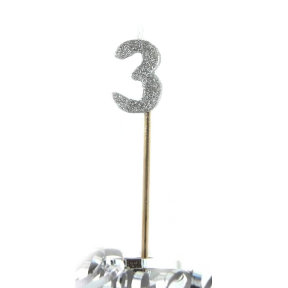 Alpen Glitter Long Stick Candle (zilver)