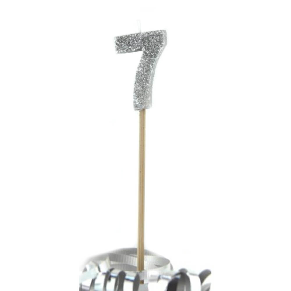 Alpen Glitter Long Stick Candle (zilver)