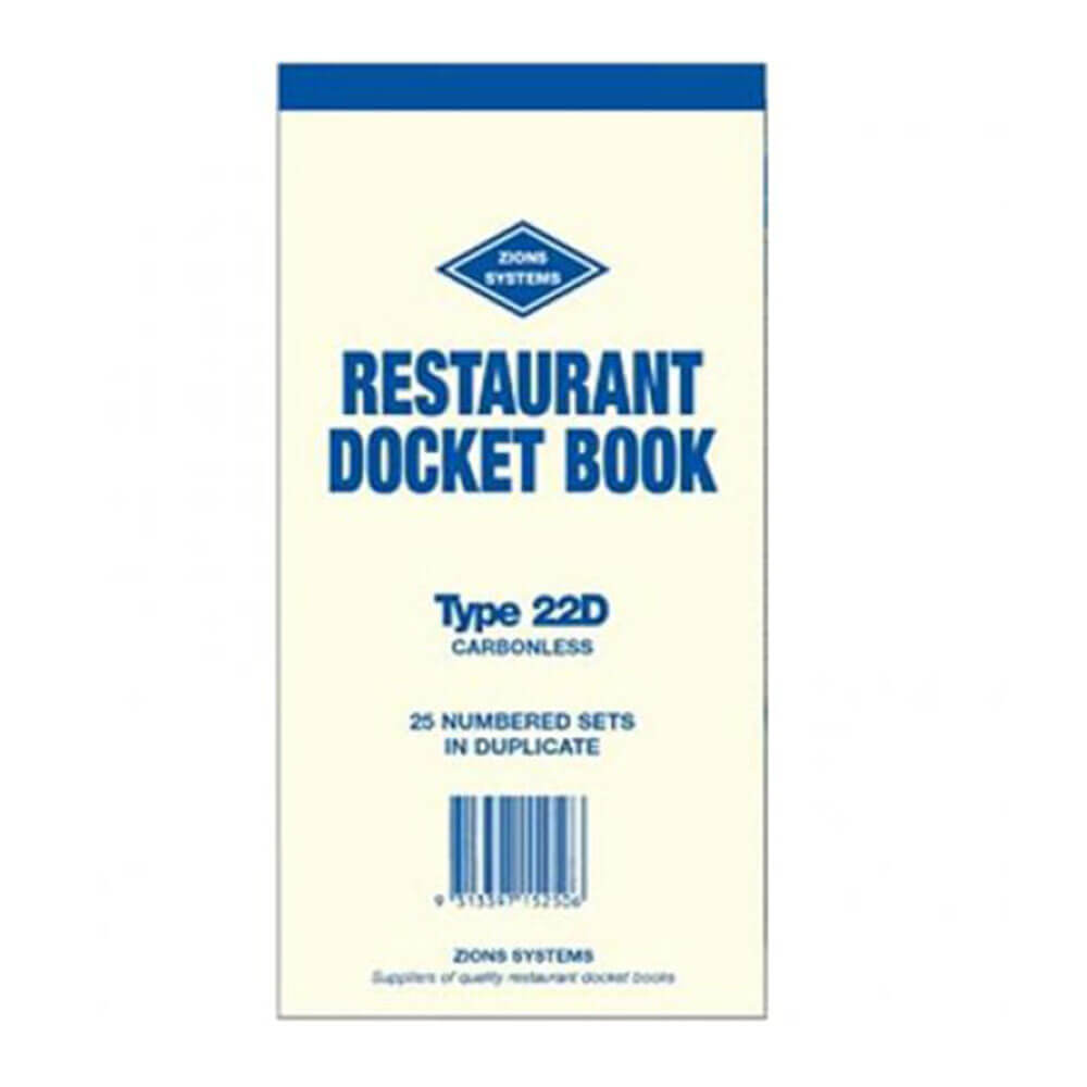 Zions sem carbono Duplicate Restaurant Docket Book