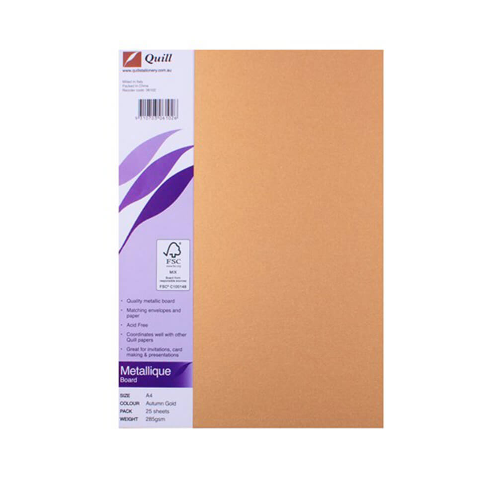 Quill A4 Metallique Board 285GSM (pakke med 25)