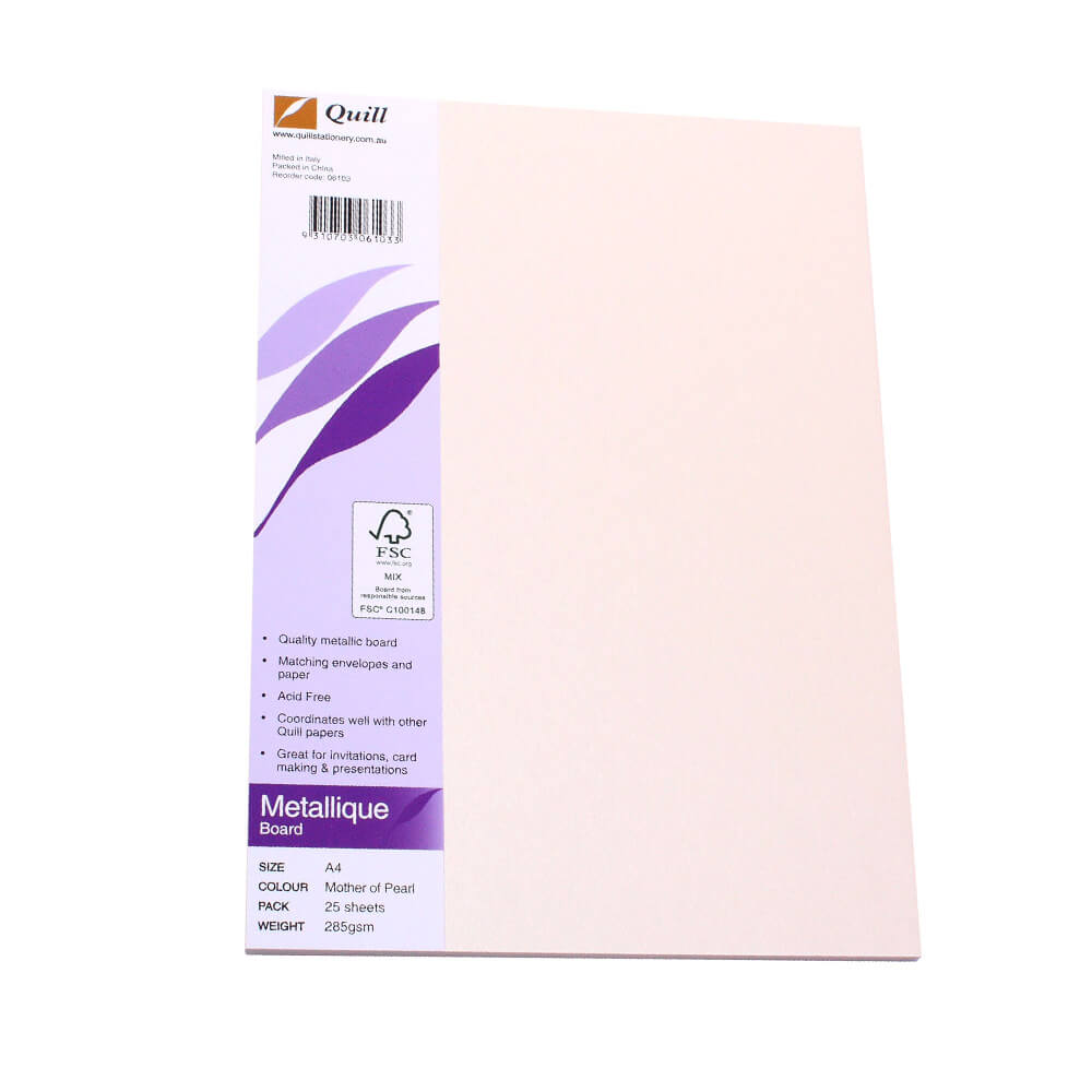 Quill A4 Metallique Board 285GSM (paczka 25)