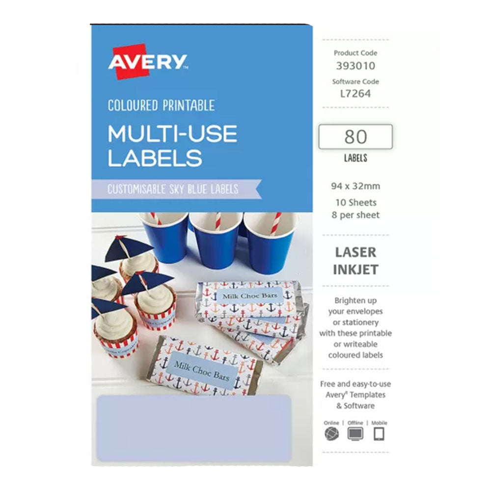 Rótulo de laser retangular Avery 80pcs (94x32mm)