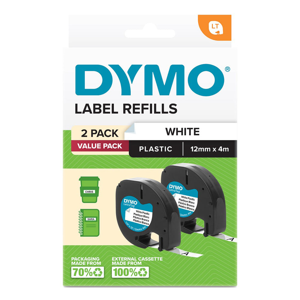 Dymo Letratag plastikowa taśma etykieta 12x4mm (opakowanie 2)