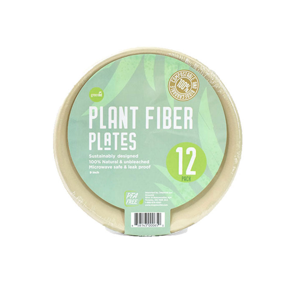 Placa compostable de fibra de plantas verdes (paquete de 12)