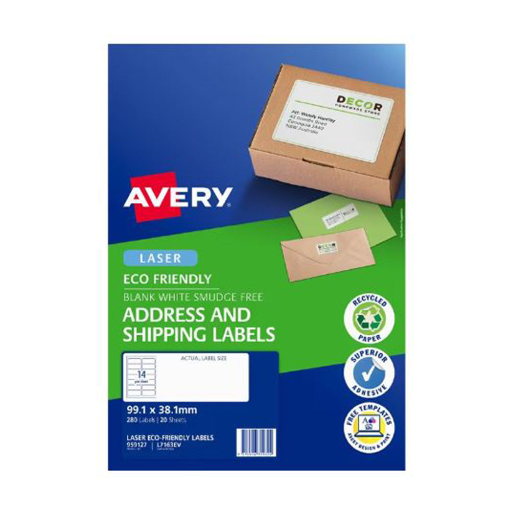 Avery Laser ECO Friendly Shipping Etichetta 20pcs