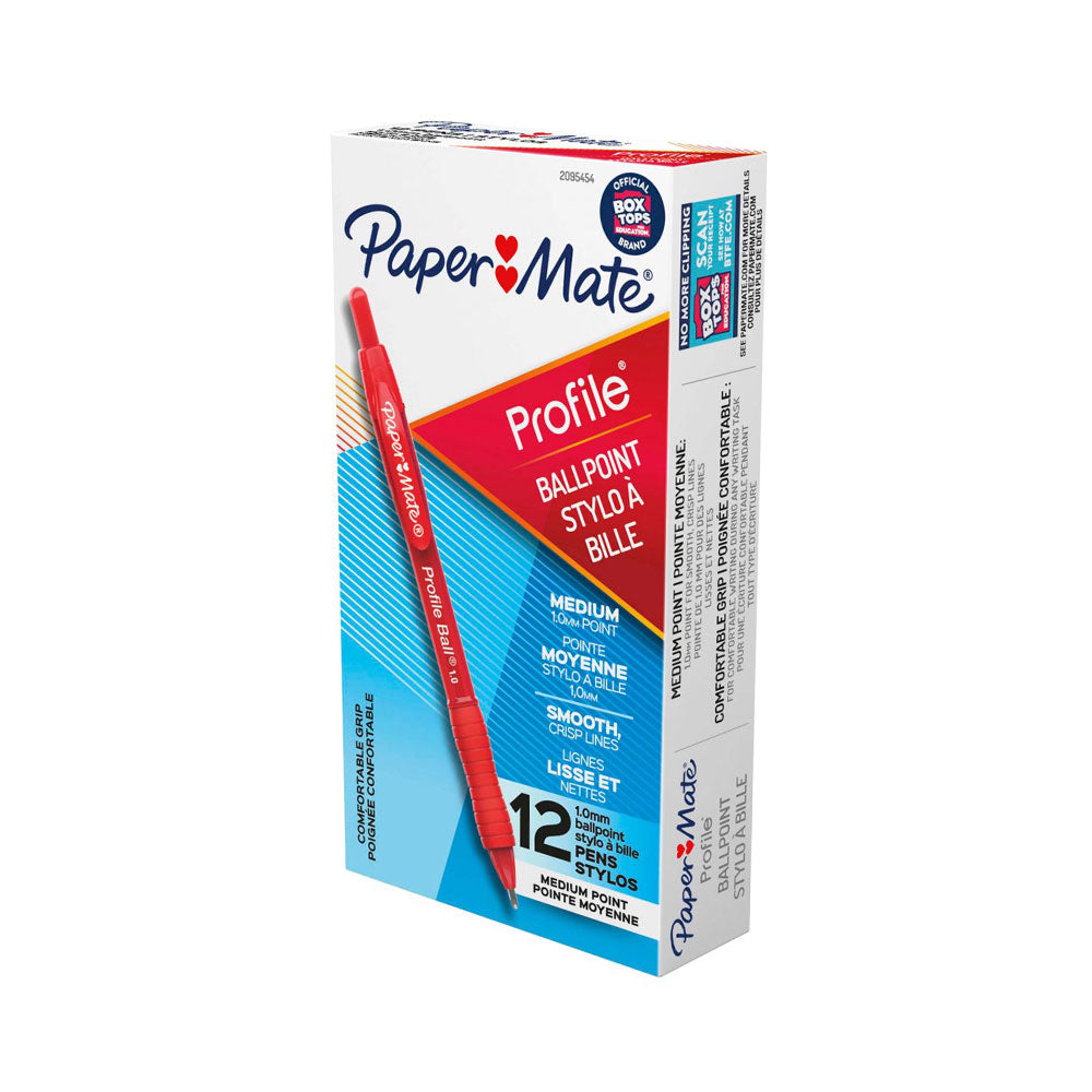 Papermate profil uttrekkbar penn 1.0mm 12 stk