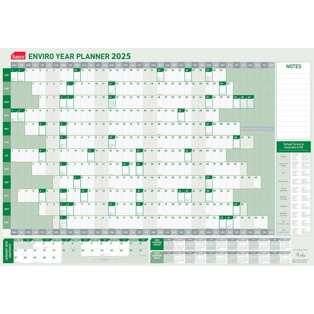 Sasco Enviro Year to View 2025 Planner (610x870mm)