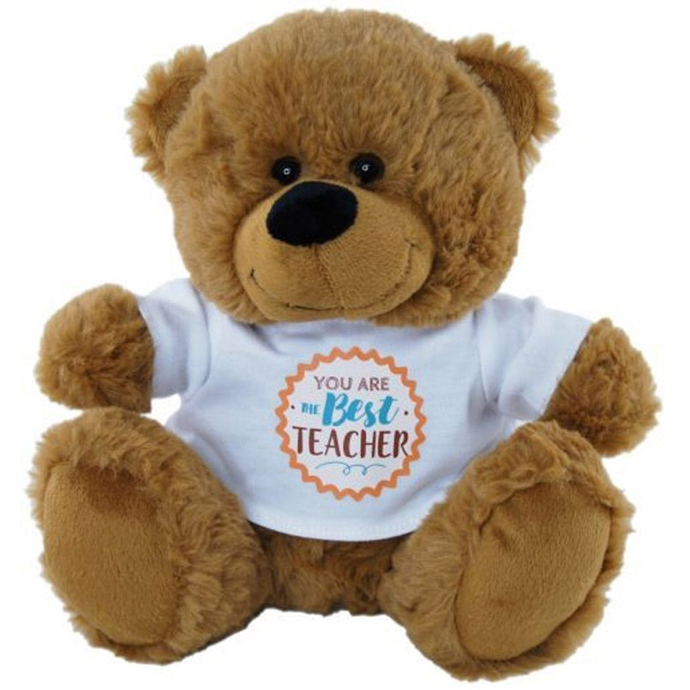 Elka Best Teacher Shirt Bear Soft Toy 23cm (Brown)