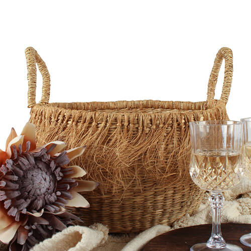 Lara Fringed Seagrass Basket (25x35cm)