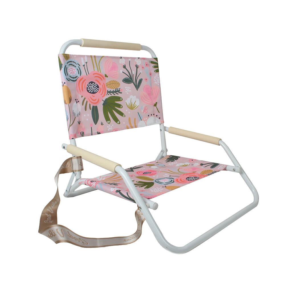 Chaise de plage pliable avec cadre blanc (60x58x50cm)